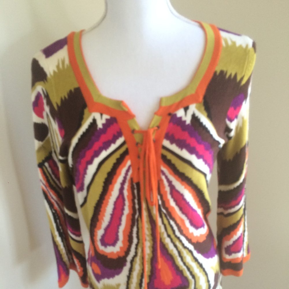 Boston Proper Multi-Colored Long Sleeve Top Size M